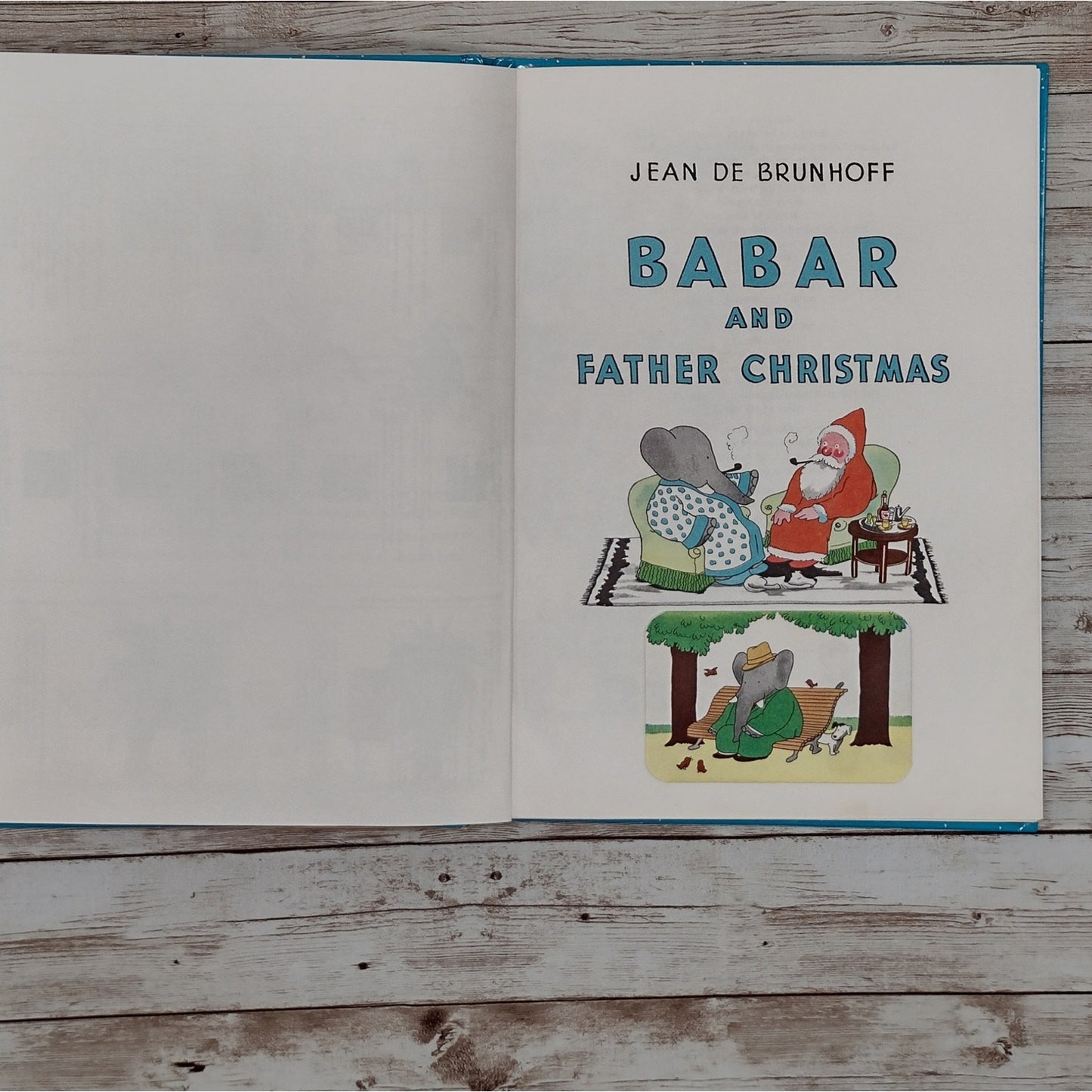 Babar and Father Christmas Altered Book Journal, Recycled Diary