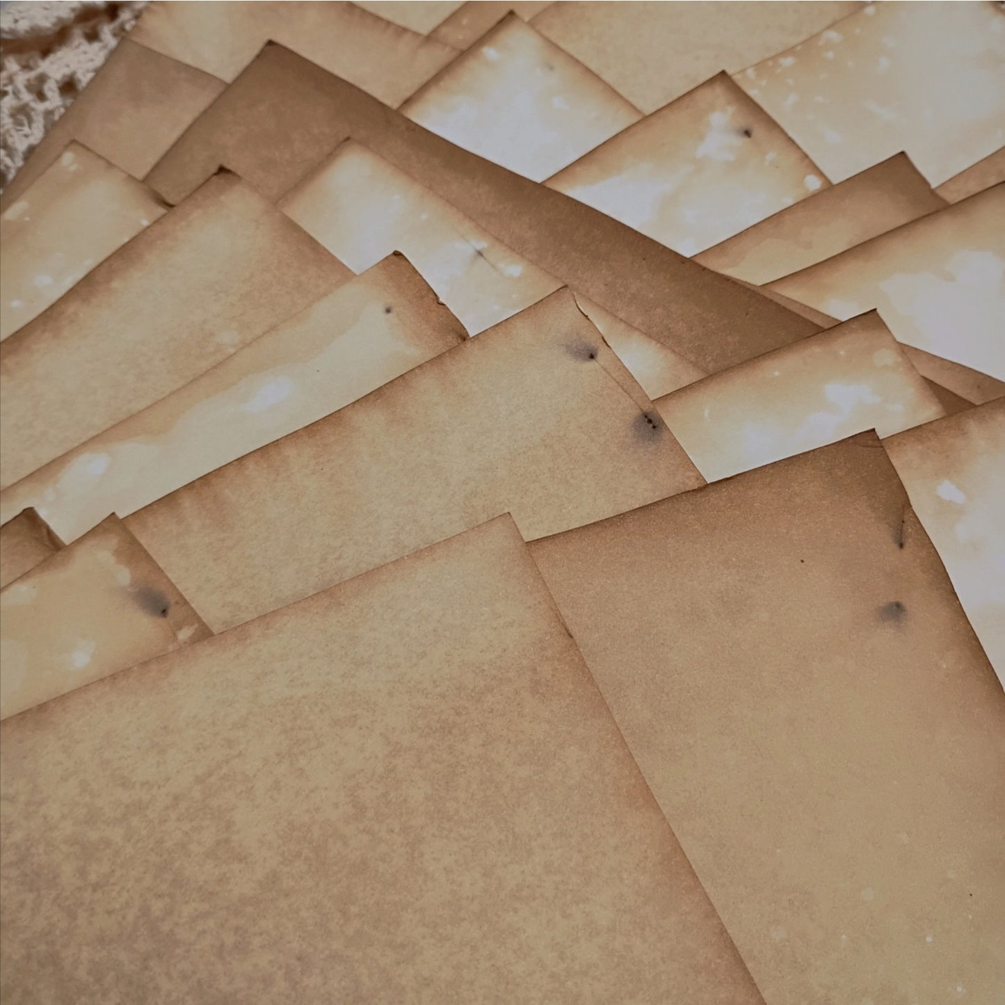25 Heavy Weight Tea Stained 8.5"x11" Dyed Papers, Rustic Antiqued Cardstock