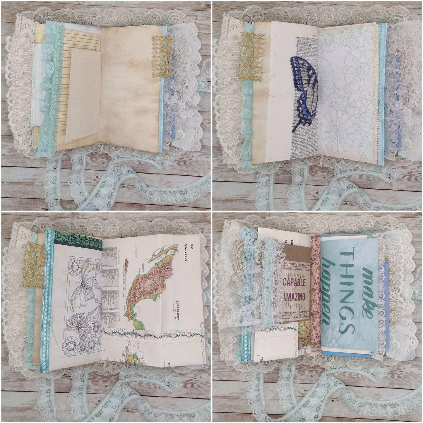 Turquoise Embellished Junk Journal: Flowers, Birds and Butterflies (Everything)