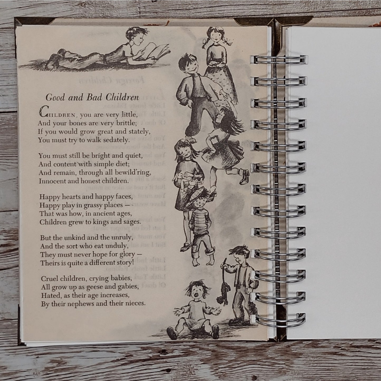 Recycled Spiral Notebook Diary, A Child's Book of Verses, Altered Book Journal