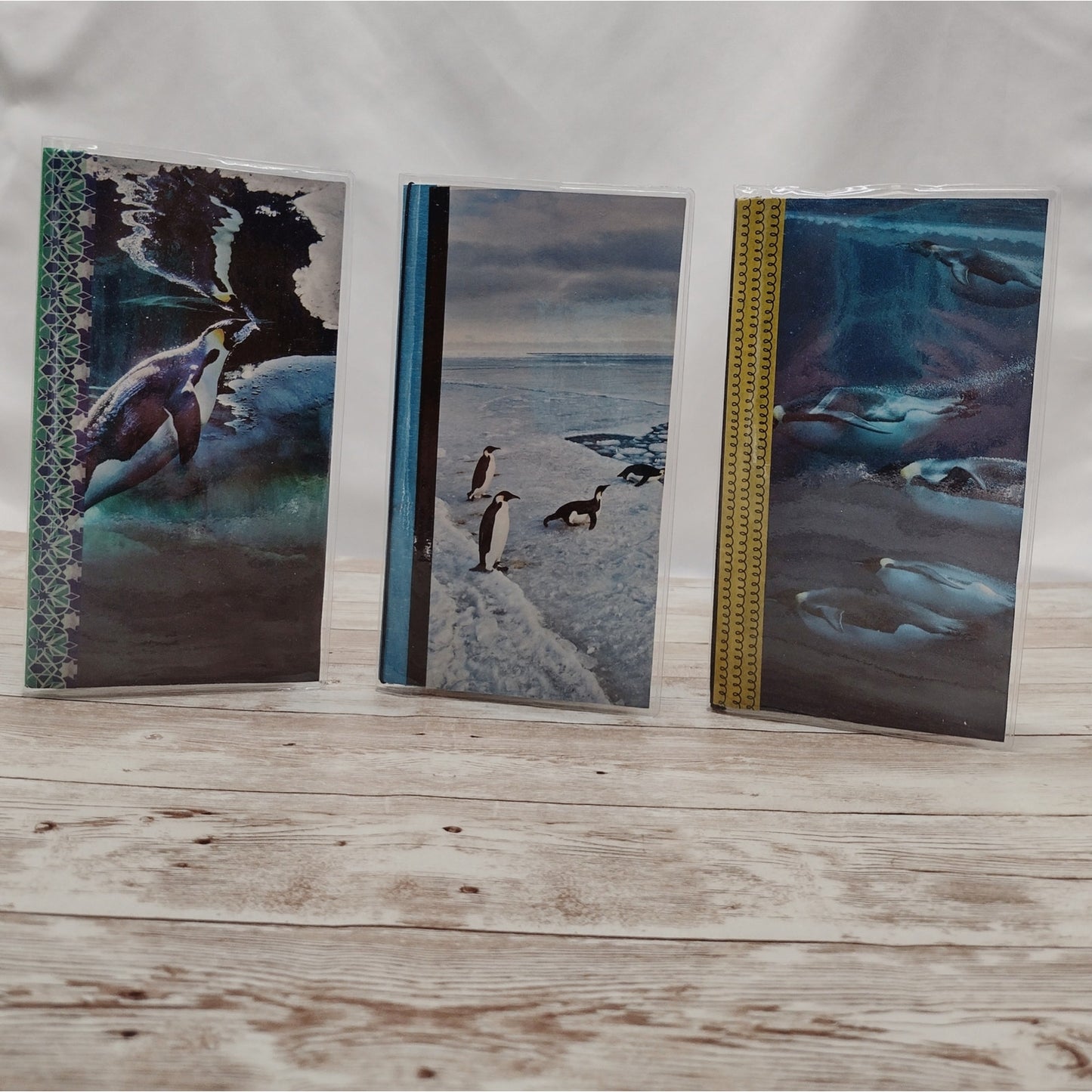 Penguin Themed Small Travel Journals with Slip Covers, Handmade Small Notebook