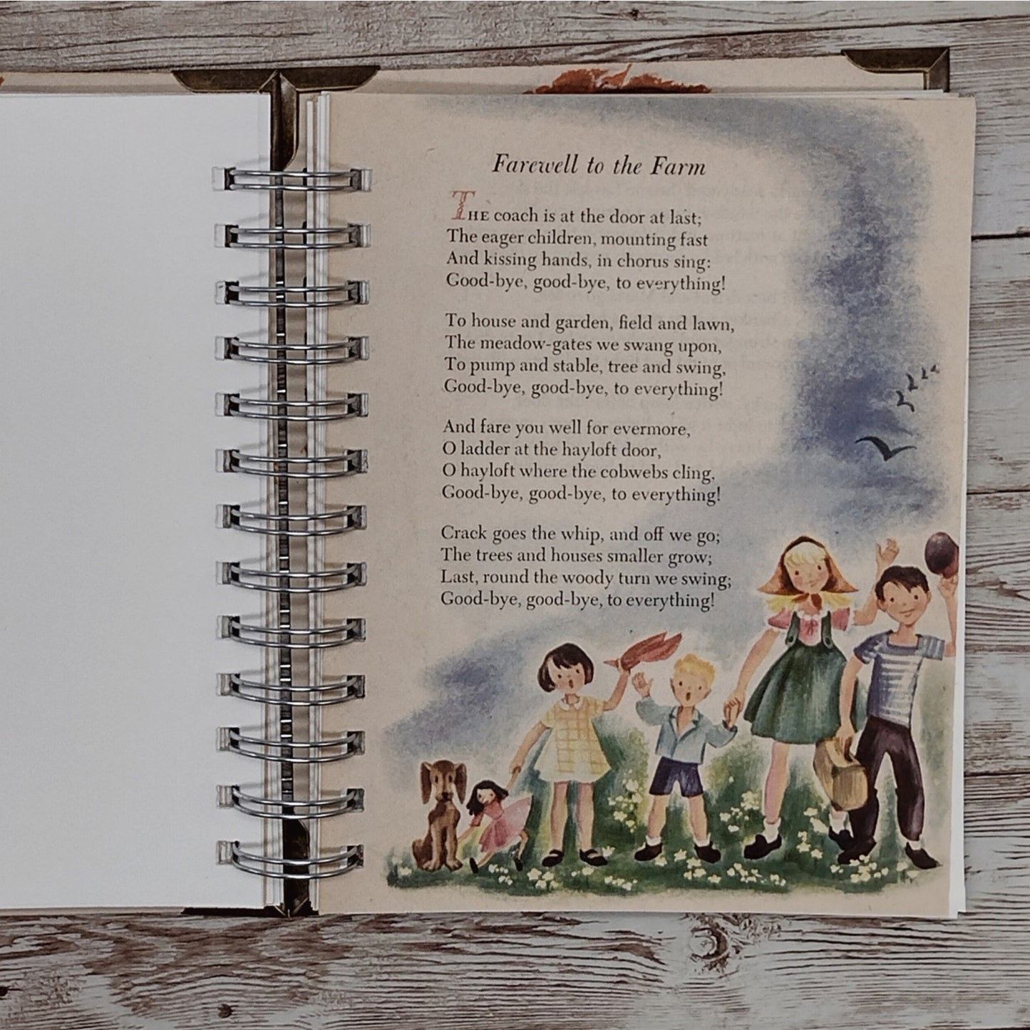 Recycled Spiral Notebook Diary, A Child's Book of Verses, Altered Book Journal