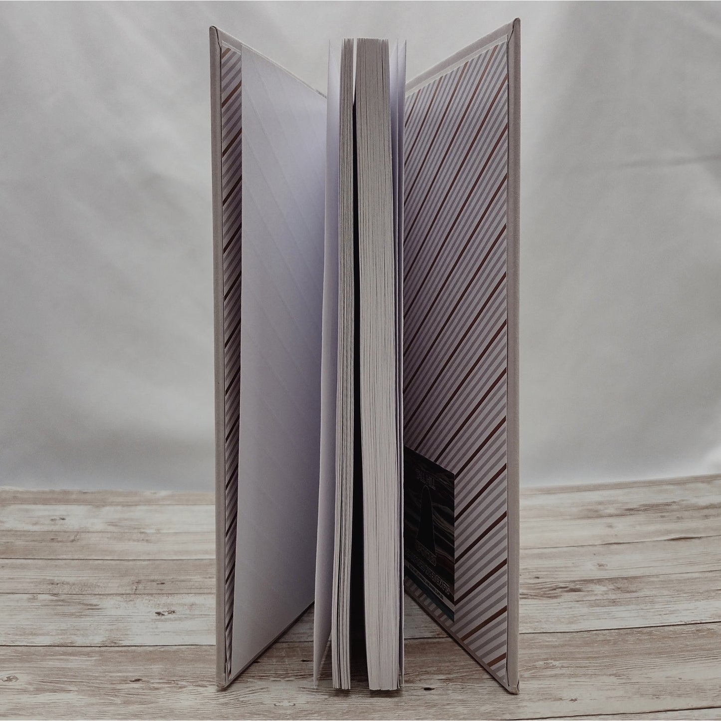 Grey Journal, Silver Stripe Notebook, Handmade Fabric Journal