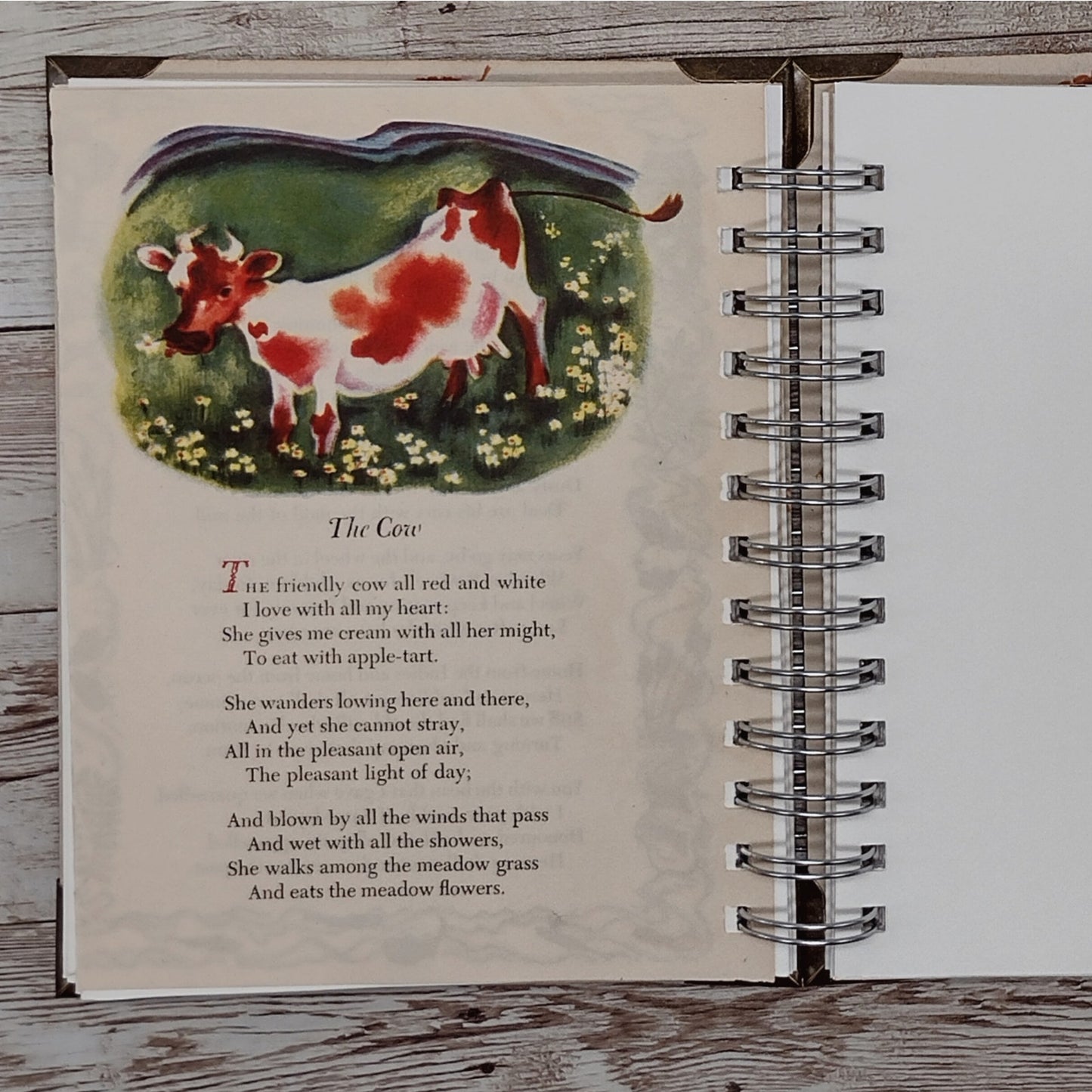 Recycled Spiral Notebook Diary, A Child's Book of Verses, Altered Book Journal