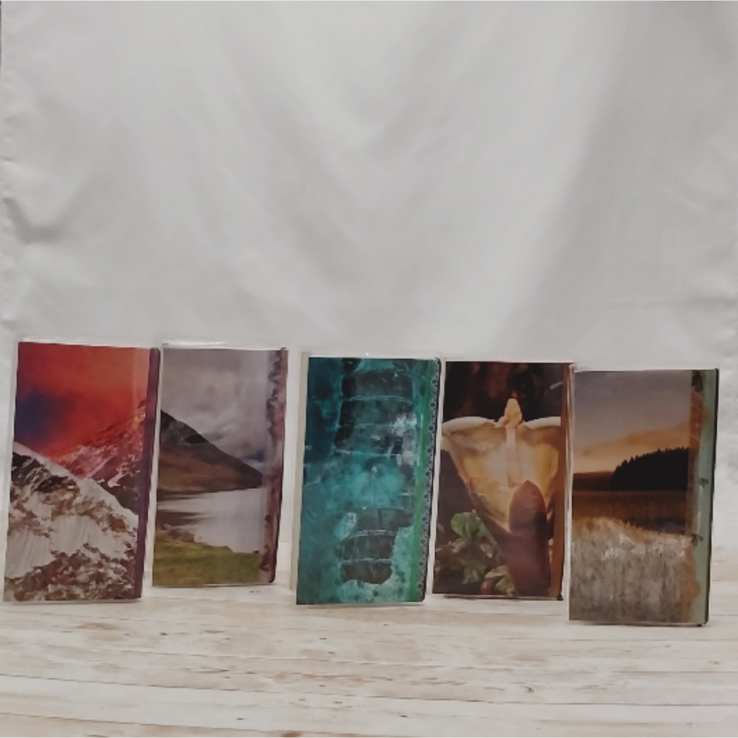 Nature Themed Small Travel Journals with Protective Covers, Handmade Small Notebook