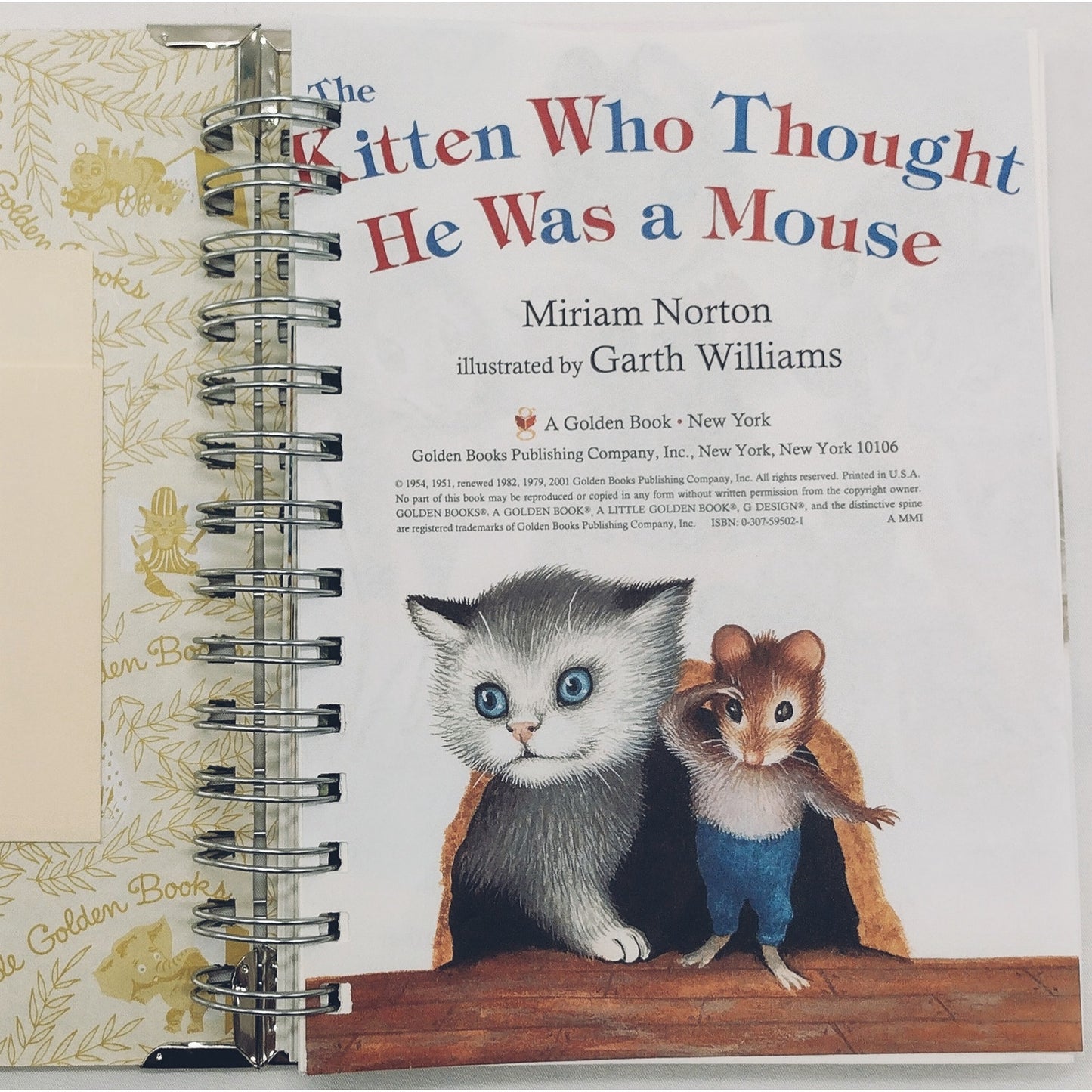 Recycled Spiral Notebook Diary, The Kitten Who Thought, Altered Book Journal