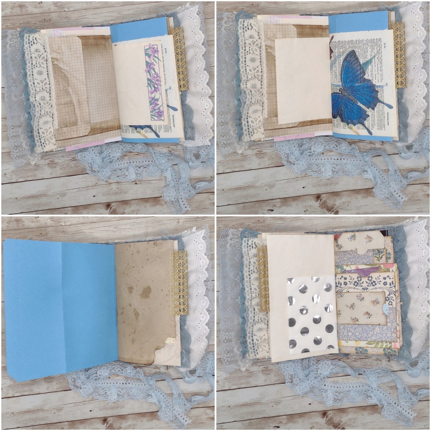 Blue Embellished Junk Journal: Flowers, Birds and Butterflies (Kindness)