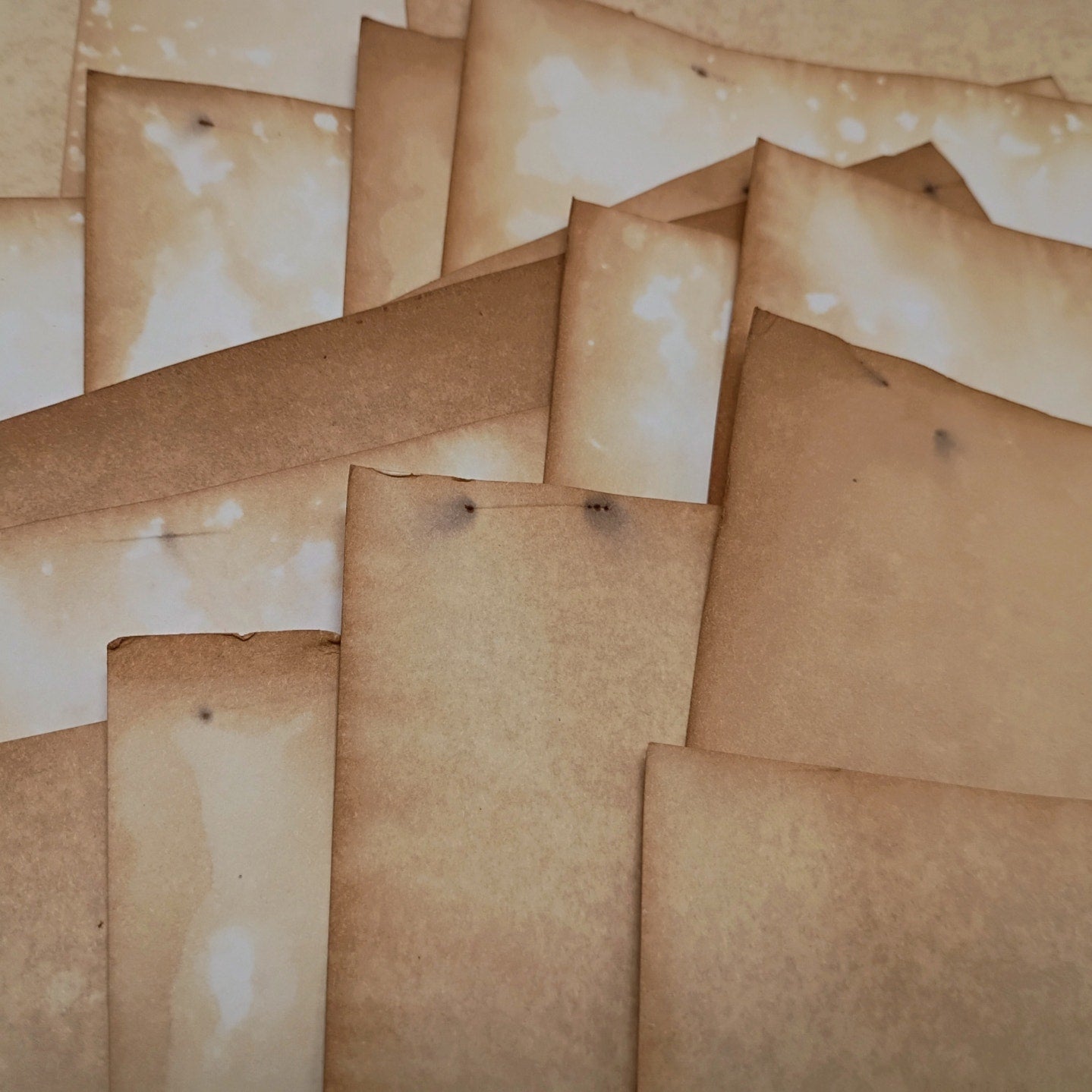 25 Heavy Weight Tea Stained 8.5"x11" Dyed Papers, Rustic Antiqued Cardstock