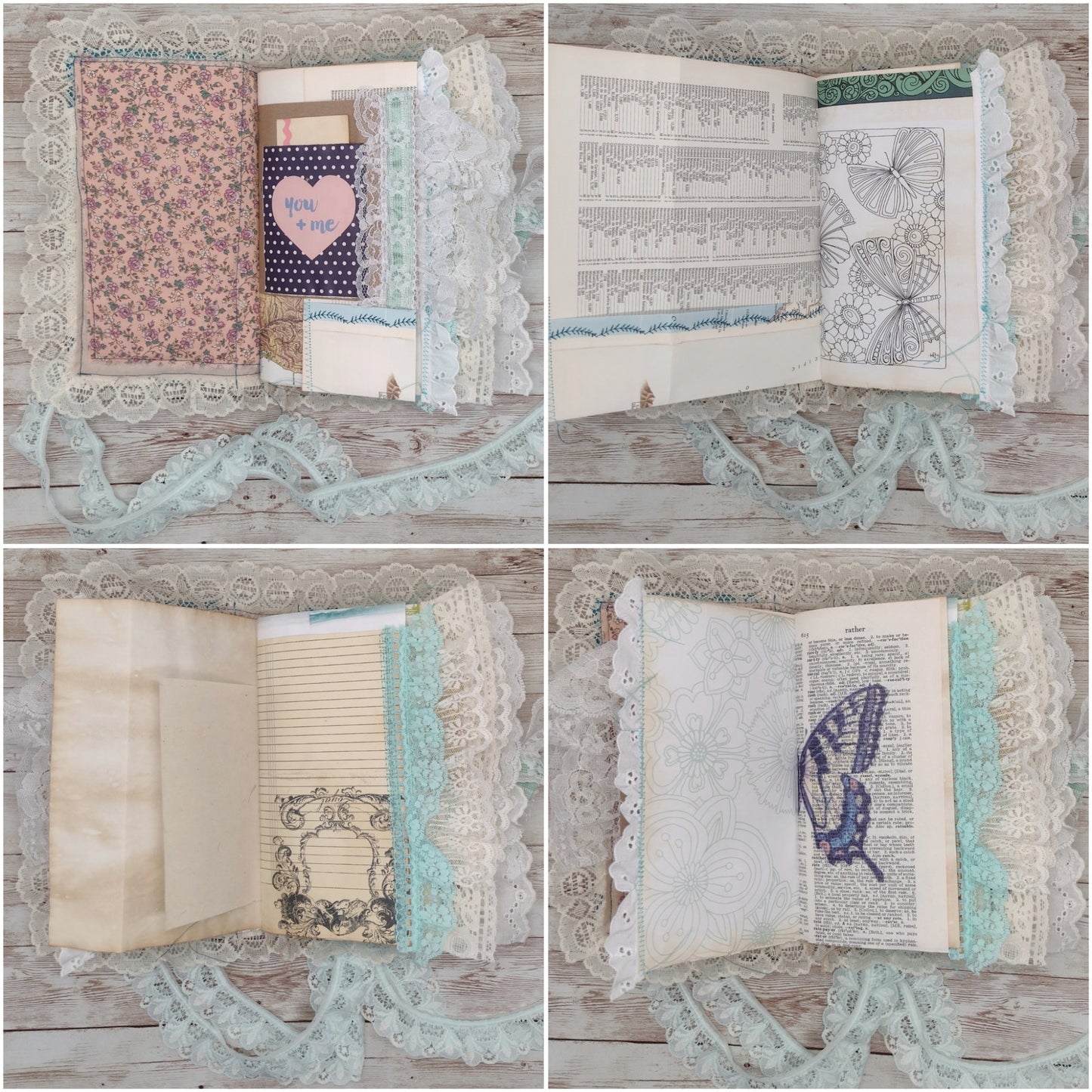 Turquoise Embellished Junk Journal: Flowers, Birds and Butterflies (Everything)