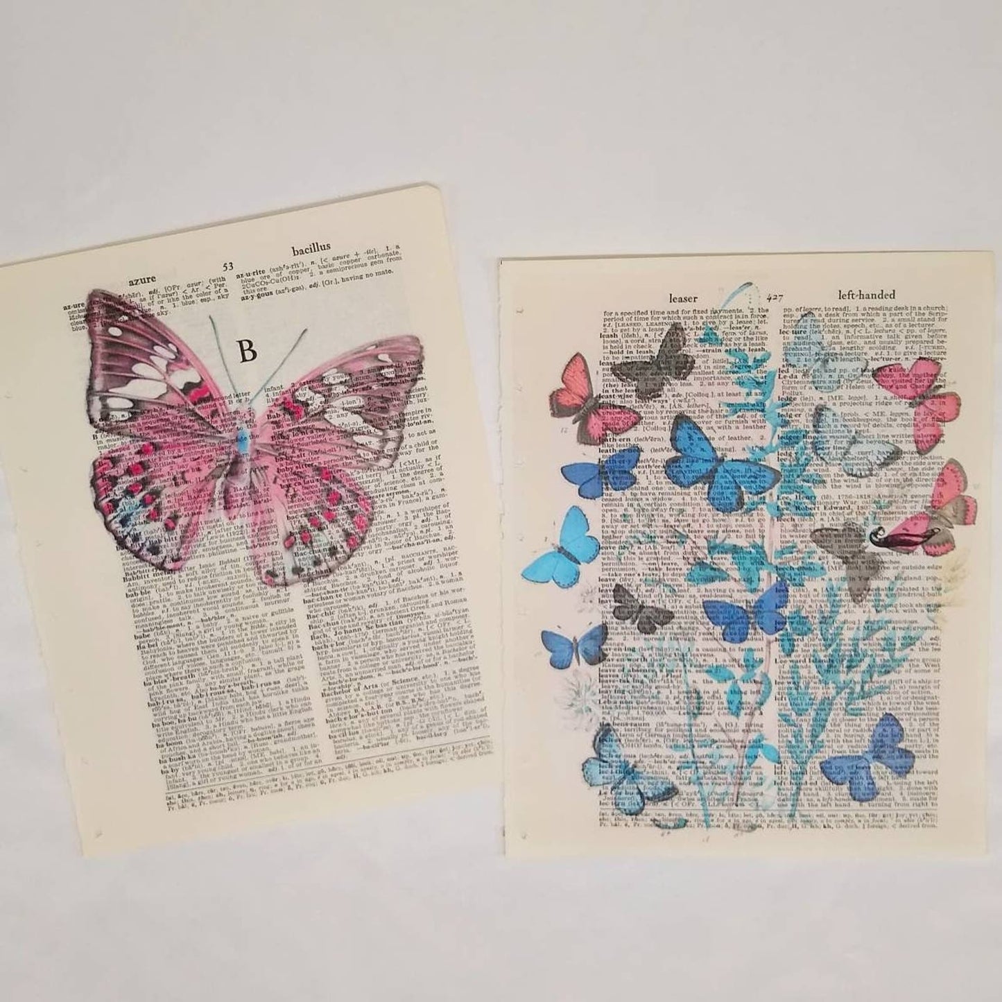 Butterfly Vintage Dictionary Prints, Colorful Butterfly Prints, Book Page Prints