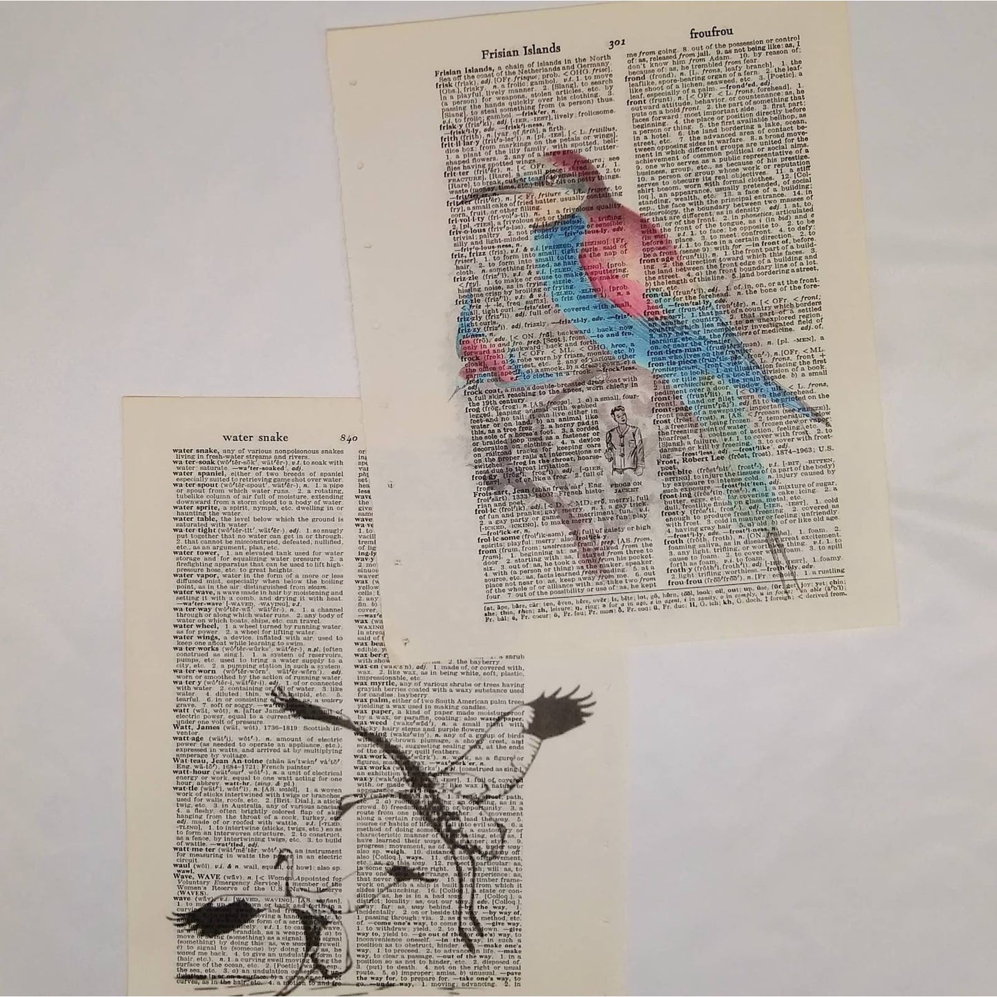Bird Vintage Dictionary Prints, Colorful Bird Prints, Book Page Prints