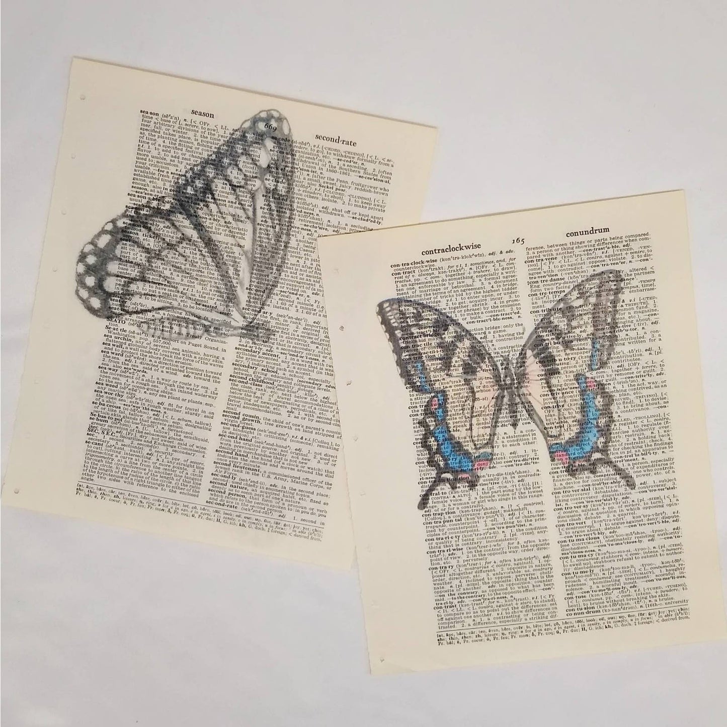 Butterfly Vintage Dictionary Prints, Colorful Butterfly Prints, Book Page Prints