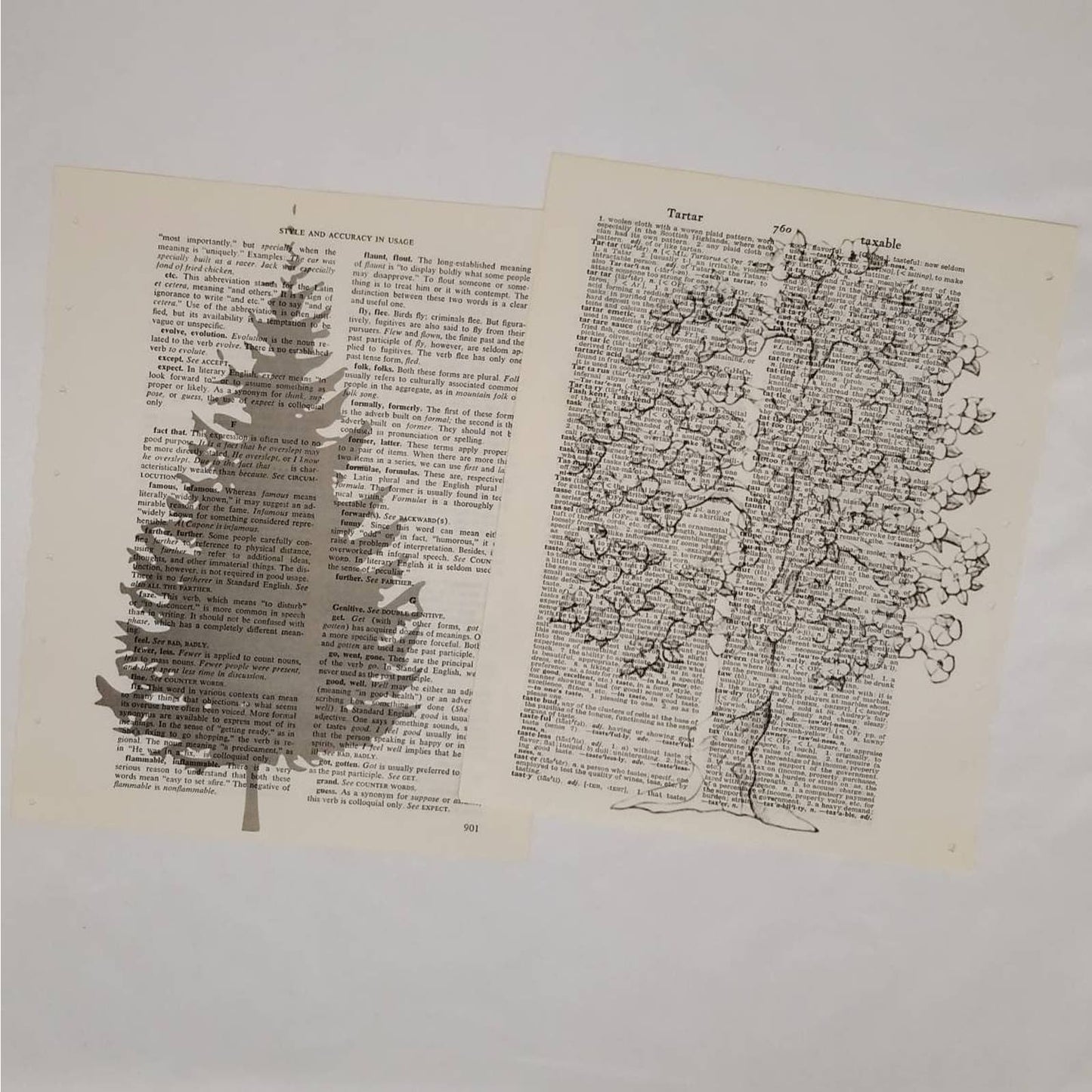 Tree Vintage Dictionary Prints, Flora Prints, Book Page Prints, Nature Decor, Repurposed Book Craft